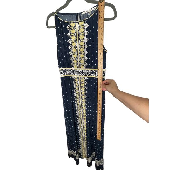 Nordstrom Max Studio M Tribal Stretch Maxi Dress Sleeveless Sundress Blue Yellow - Picture 7 of 7